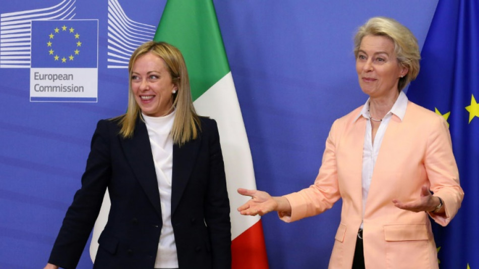 Pour sa premi&egrave;re visite &agrave; Bruxelles, Meloni joue l'apaisement